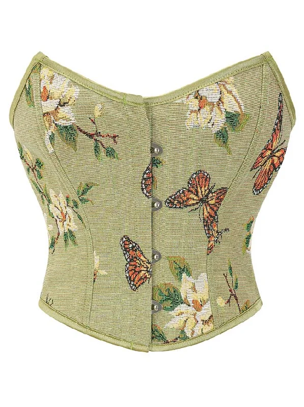 Discount Extravaganza Women's Fashion Renaissance Retro Floral Strapless Bustier Corset Crop Top