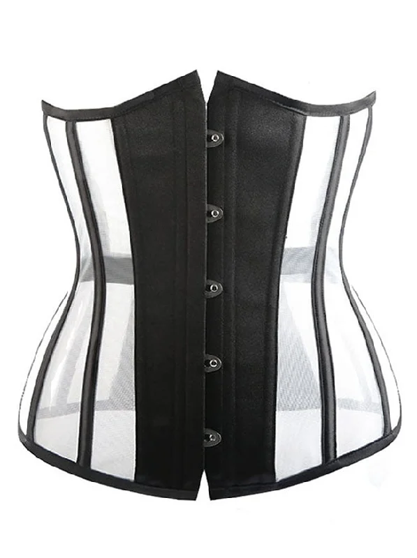 Flash Sale Women's See Through Mesh Lace Up Steel Boned Waist Trainer Corset