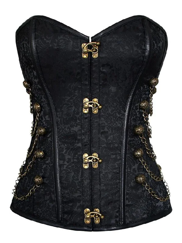 Value Deals Plus Size Steampunk Gothic Spiral Steel Boned Brocade Waist Cincher Overbust Corset