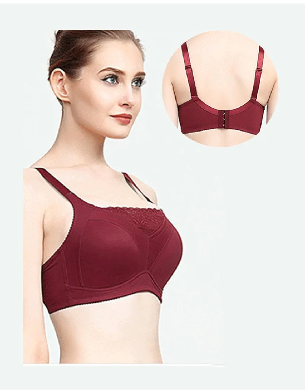Today Only POST SURGICAL BRA WITH POCKET & TOUCH OF LACE-MAROON
