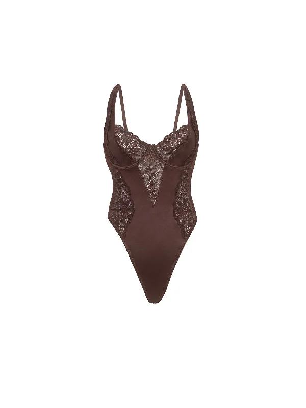 Daily Deals Adeline Satin & Lace Teddy