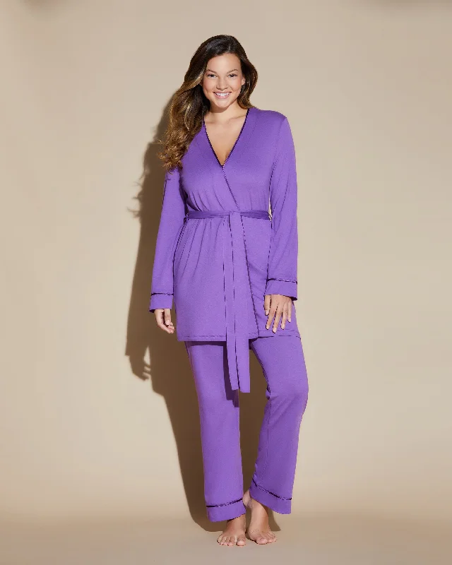 Overstock Sale Curvy 3 Piece Pajama Set With Robe