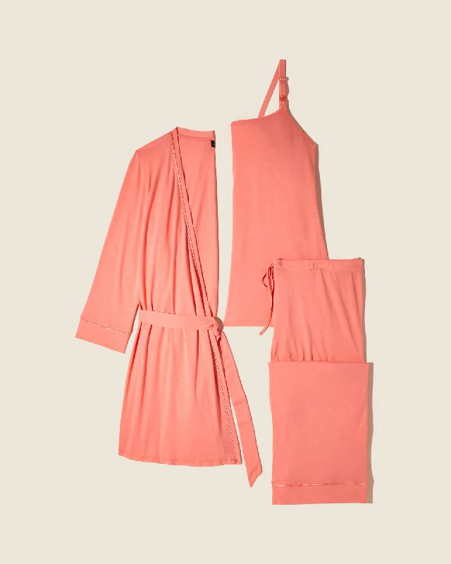 Seasonal Sale Nursing 3 Piece Pajama Set With Robe
