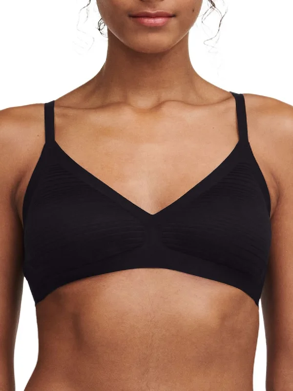 Year-End Deals SoftStretch Stripes Padded Bralette - Black