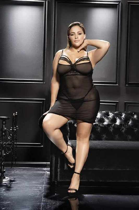 Don't Miss Out Curvy Fitted Silhouette Babydoll w/ Matching Thong