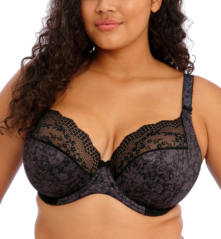 Anniversary Sale Elomi Lucie Banded Stretch Lace Plunge Underwire Bra (4490) - Black
