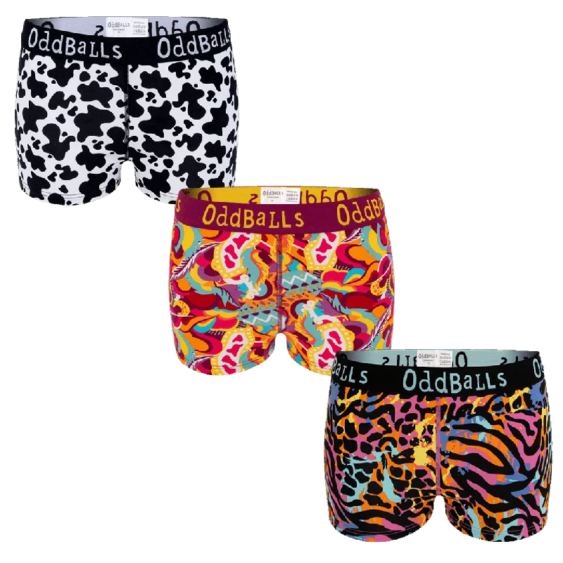 Shop the Weekend Away Fiery Bundle - Ladies Boxer Shorts 3 Pack Bundle