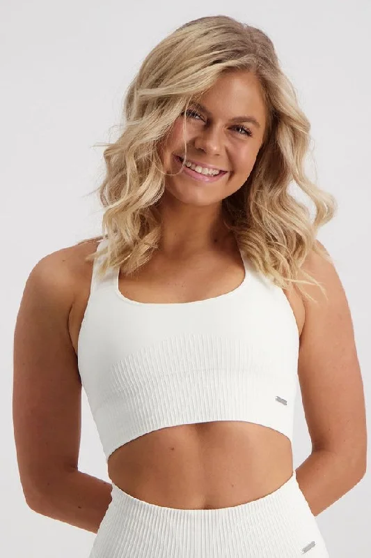 Unbeatable Deal High Support Ribbed Seamless Bra | Off White