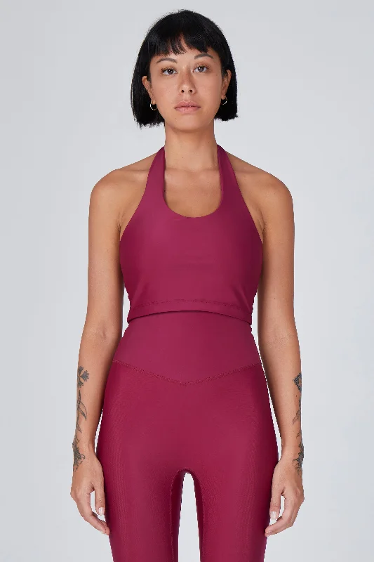 Epic Value Iris Halter Crop Top | Recycled Nylon |  Wine