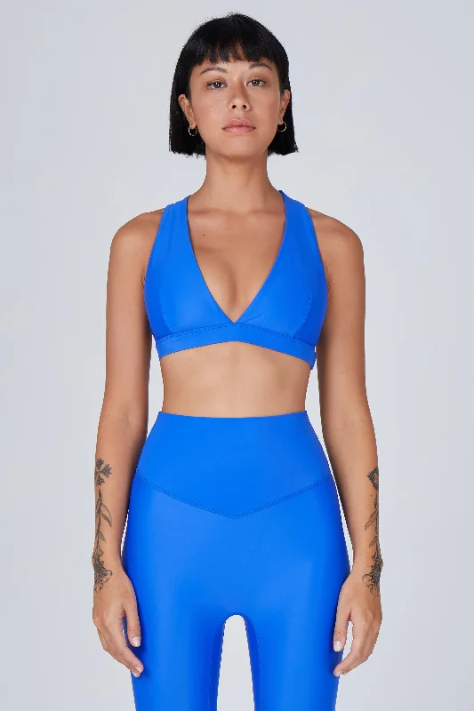 Year-End Sale Lilly V 2.0 Push Up Sports Bra | Recycled Nylon | Lapis