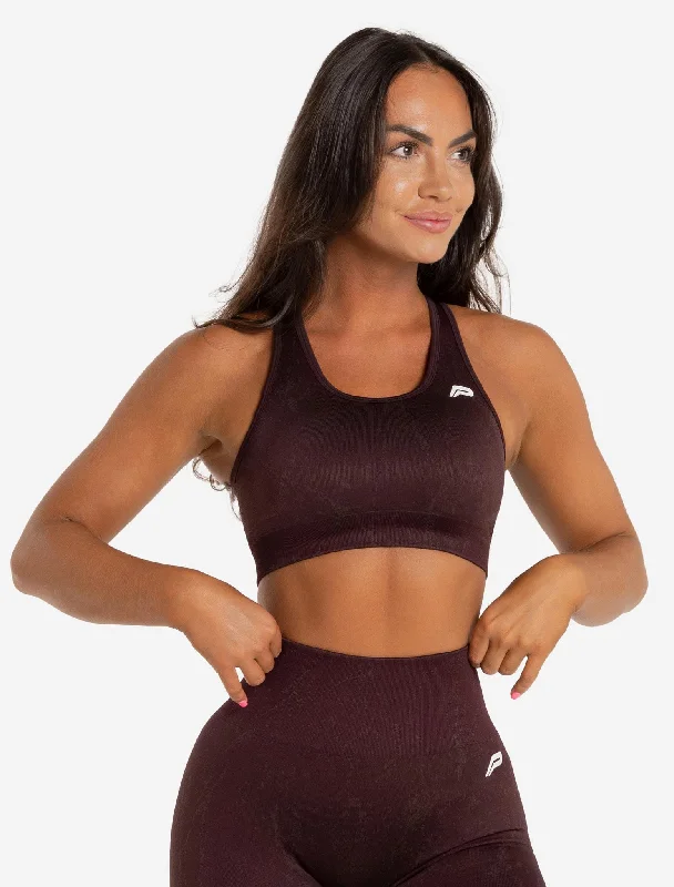 Extra Savings Marble Seamless Sports Bra - Black Cherry
