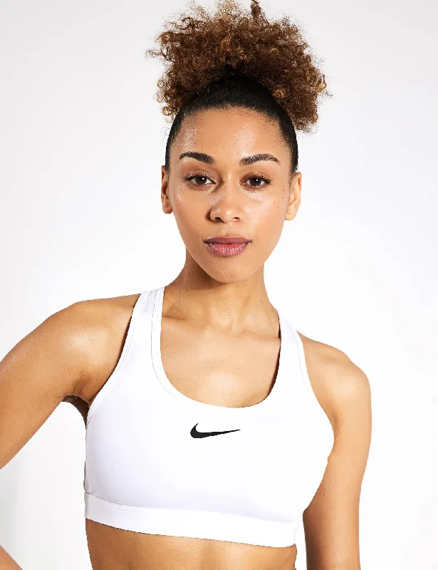 Savings Event Swoosh Medium Support Bra - White/Stone Mauve/Black