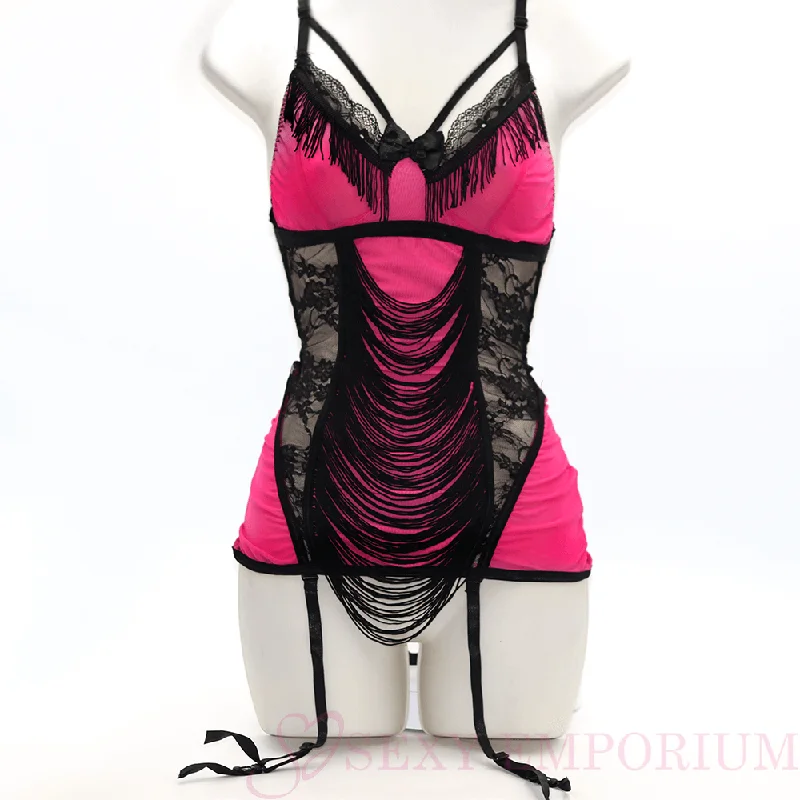 Savings Alert Pink and Black Caberet Bustier