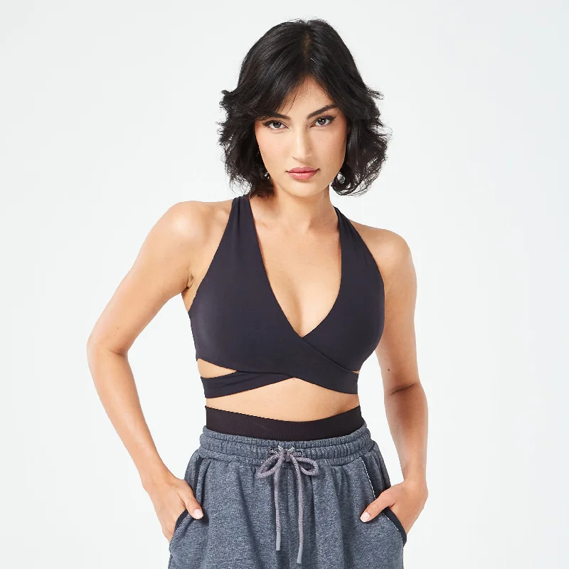 Unmissable Offer Retrograde Criss Cross Bra Top - Black