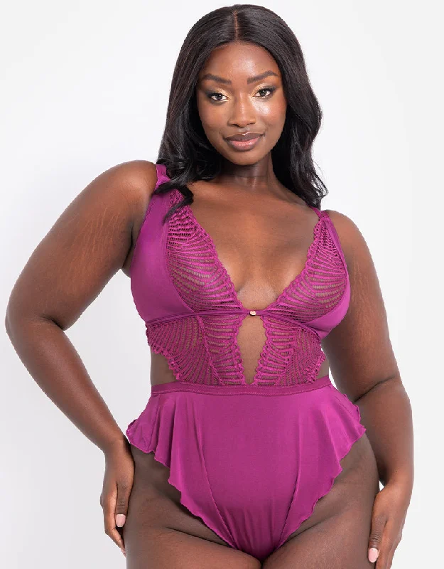 Act Now Scantilly After Hours Stretch Lace Teddy Orchid