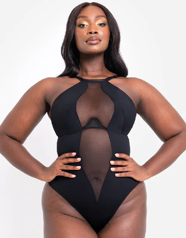 Flash Deals Scantilly Swerve High Neck Wired Bodysuit Black