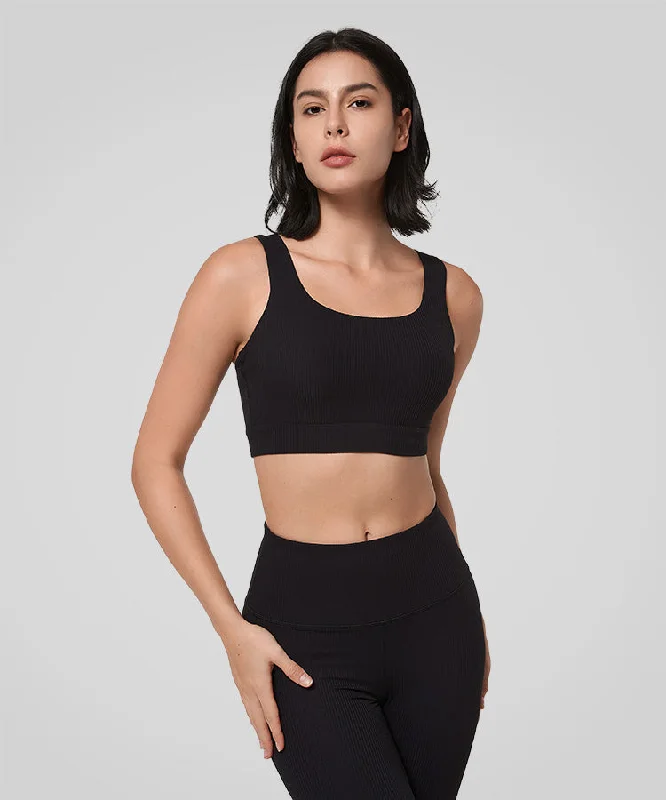 Flash Sale Shift Ribbed Deep U Back Padded Yoga Bra | Women's Light Support Sports Bra