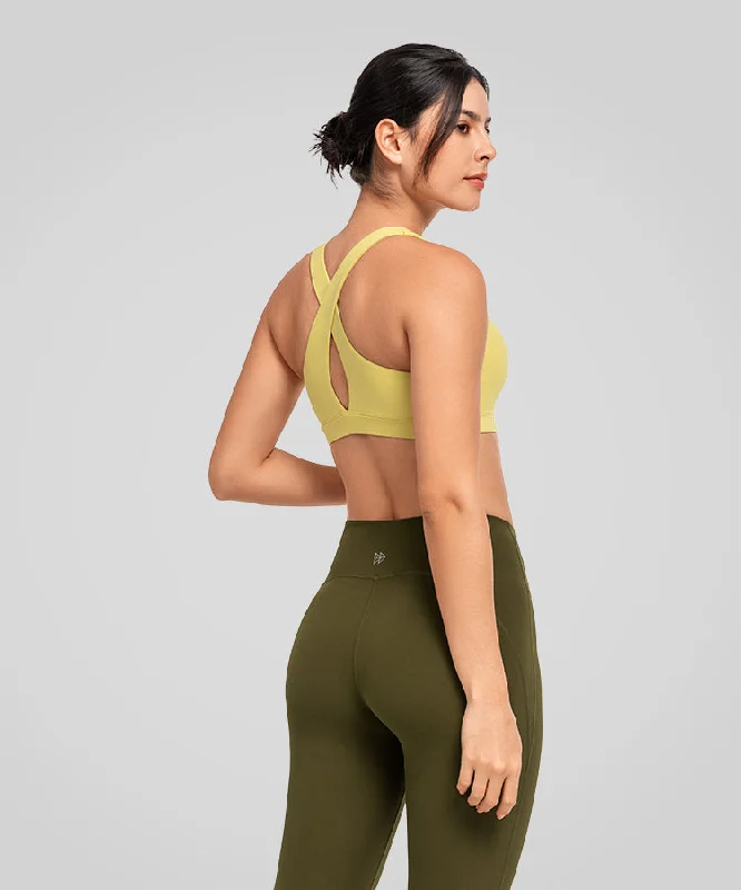 Time-Sensitive Shift Scoop Neckline Cross Back Padded Yoga Bra | Women's Light Support Sports Bra