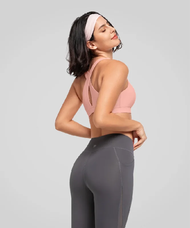 While Supplies Last Shift Scoop Neckline Cross Back Padded Yoga Bra | Women's Light Support Sports Bra