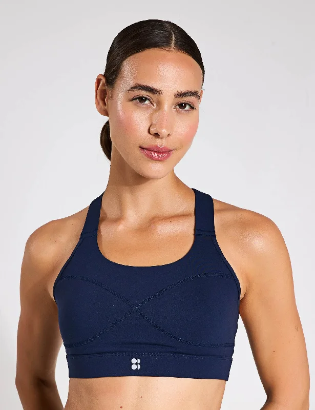 Final Clearance Power Medium Support Sports Bra - Navy Blue
